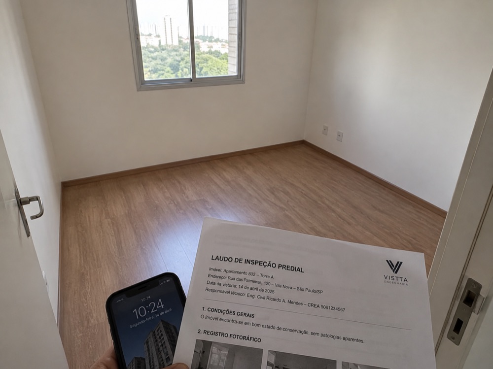 Laudo de vistoria gerado no local, no celular