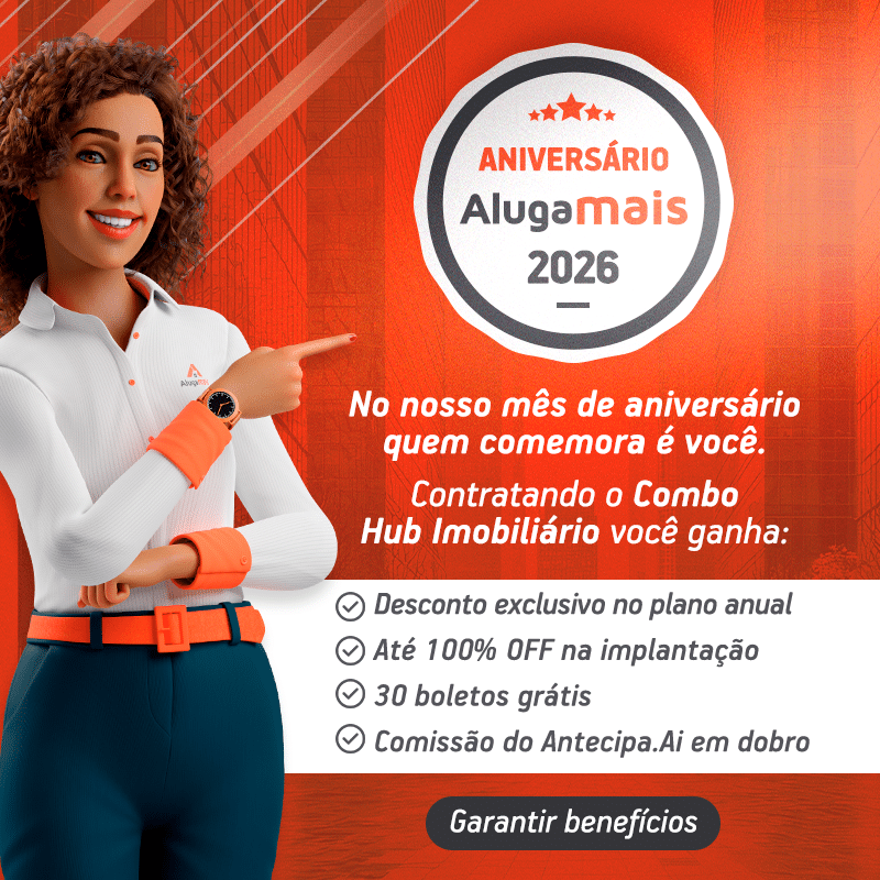 Pop-up do site da AlugaMais, descrevendo ofertas incríveis disponíveis na campanha de aniversário 2026.